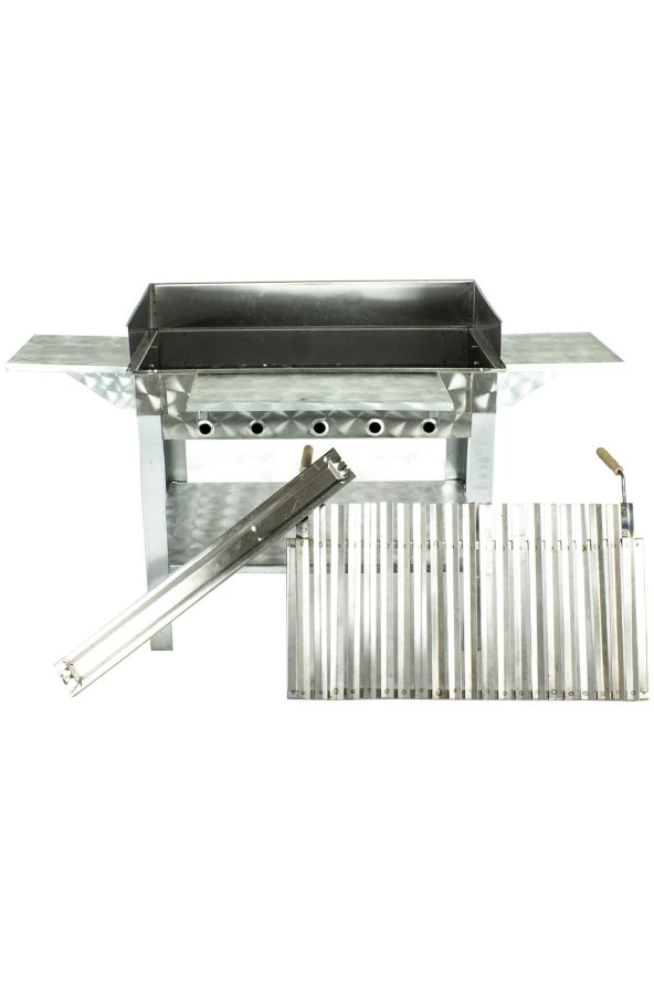 Lama Izgaralı Pervazlı Kanatlı Lüx Krom Mangal Mth-289 - Resim 3