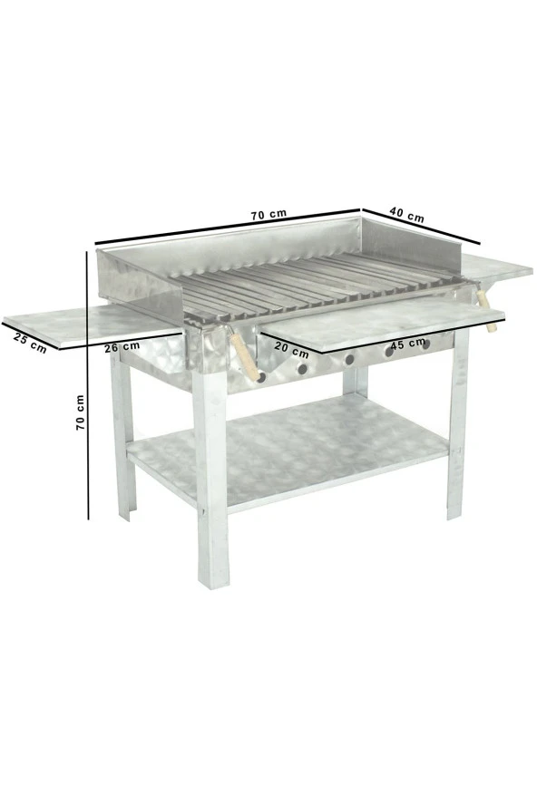 Lama Izgaralı Pervazlı Kanatlı Lüx Krom Mangal Mth-289 - Resim 4