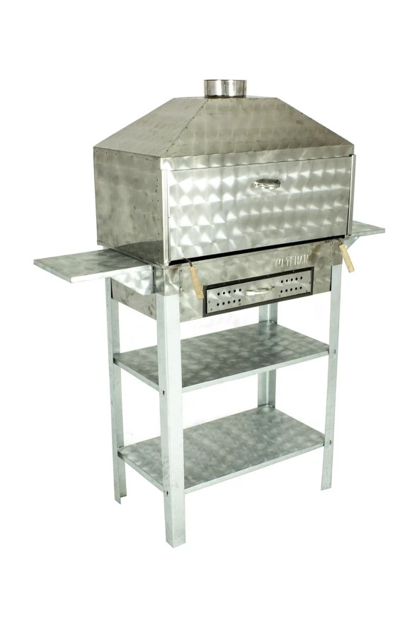 Davlumbazlı Bacalı Lama Izgaralı Çekmeceli Kanatlı Krom Mangal Mth-271 - Resim 4