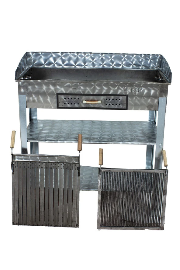 Mth-207 Geniş Aile Boy Çekmeceli Pervazlı Maltız Ve Lama Izgaralı Mangal (2 Tekerlekli) - Resim 2