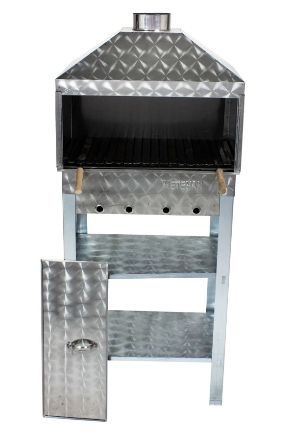 Mth-21 Davlumbazlı Kapaklı Bacalı Lama Izgaralı Mangal (2 Tekerlekli) - Resim 2