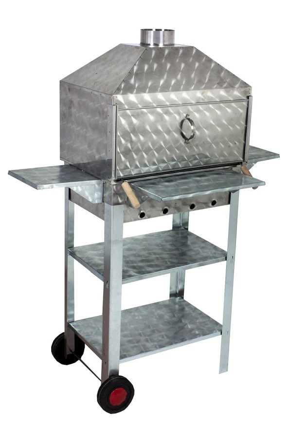 Mth-25 Lüx Davlumbazlı Kapaklı Bacalı Lama Izgaralı Mangal (2 Tekerlekli) - Resim 5