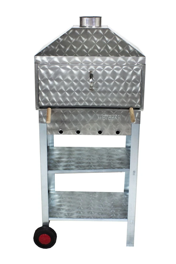 Mth-21 Davlumbazlı Kapaklı Bacalı Lama Izgaralı Mangal (2 Tekerlekli) - Resim 3