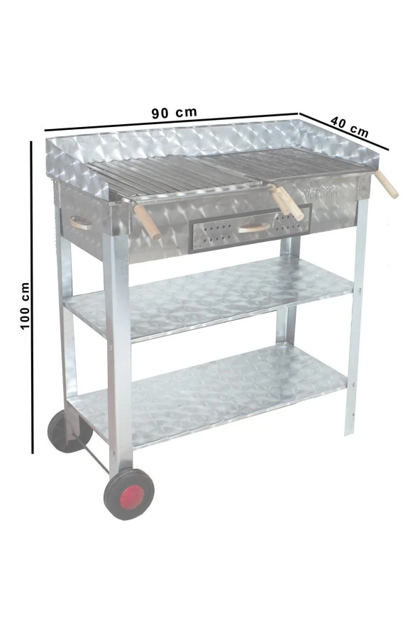 Mth-207 Geniş Aile Boy Çekmeceli Pervazlı Maltız Ve Lama Izgaralı Mangal (2 Tekerlekli) - Resim 4