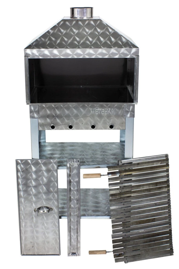 Mth-21 Davlumbazlı Kapaklı Bacalı Lama Izgaralı Mangal (2 Tekerlekli) - Resim 4