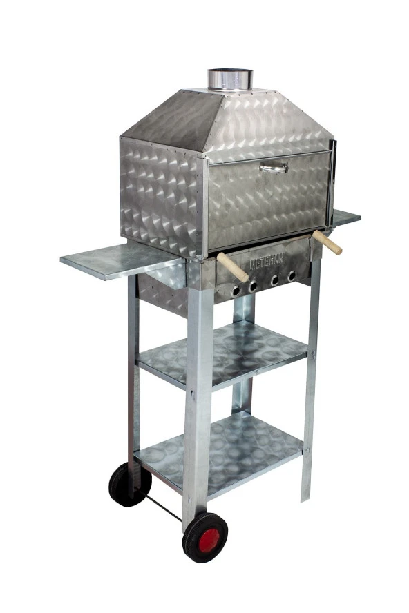 Mth-87 Davlumbazlı Bacalı Kanatlı Lama Izgaralı Mangal (2 Tekerlekli) - Resim 3