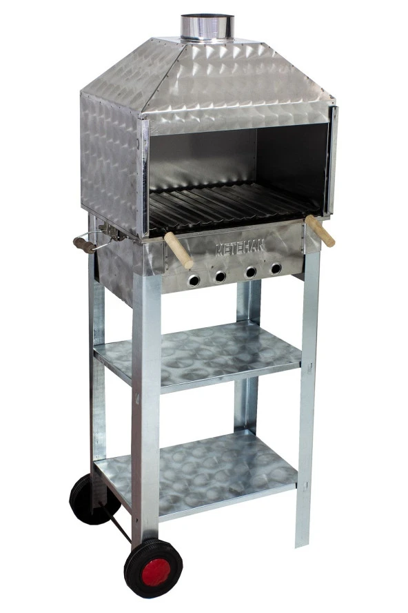 Mth-82 Davlumbazlı Bacalı Lama Izgaralı Mangal (2 Tekerlekli) ürün görseli