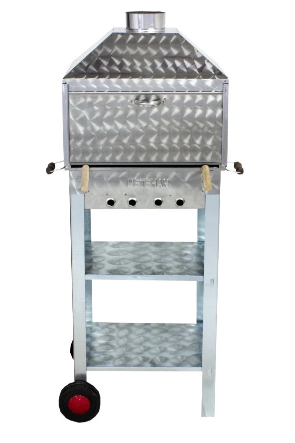 Mth-82 Davlumbazlı Bacalı Lama Izgaralı Mangal (2 Tekerlekli) - Resim 2