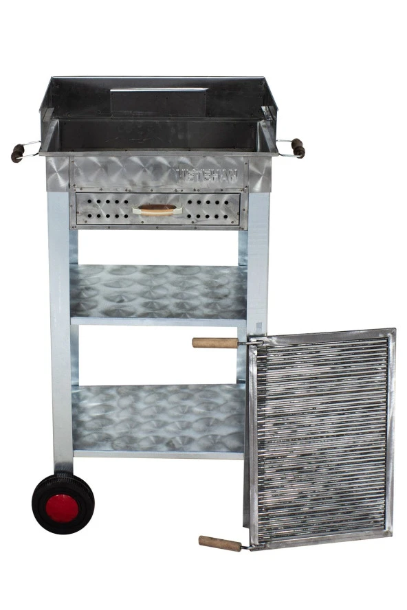 Mth-100 Battal Boy Pervazlı Çekmeceli Maltız Izgaralı Mangal 2 Tekerlekli - Resim 2