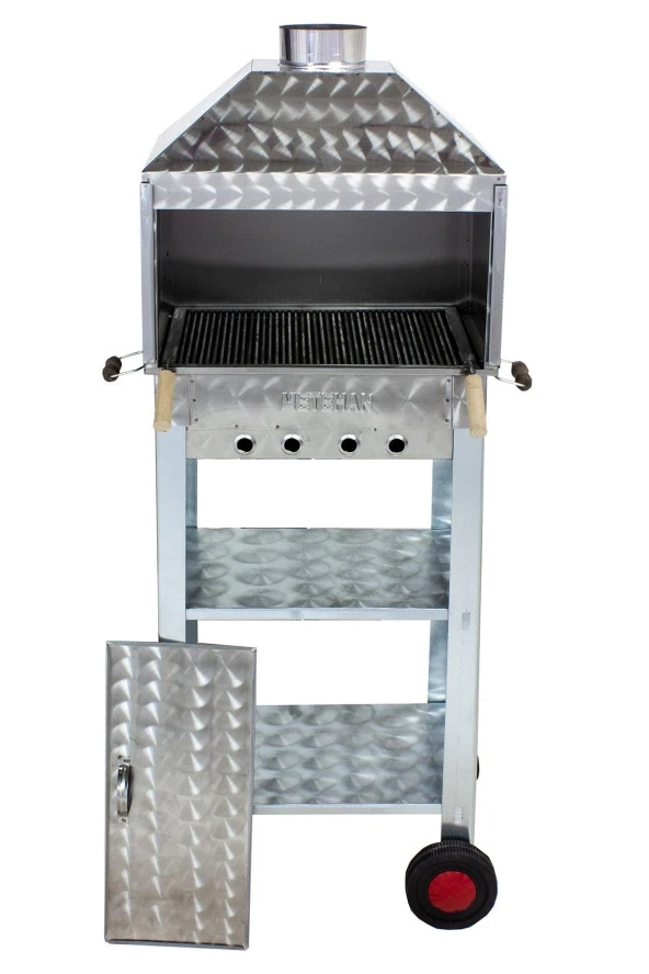 Mth-80 Davlumbazlı Bacalı Maltız Izgaralı Mangal (4 Tekerlekli) - Resim 2