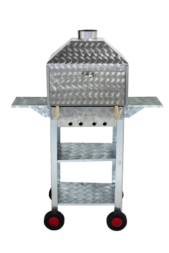 Mth-85 Davlumbazlı Bacalı Kanatlı Lama Izgaralı Mangal (4 Tekerlekli) ürün görseli