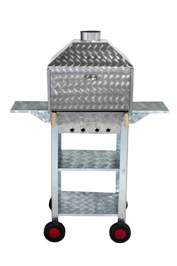 Mth-86 Davlumbazlı Bacalı Kanatlı Maltız Izgaralı Mangal (4 Tekerlekli) - Resim 2