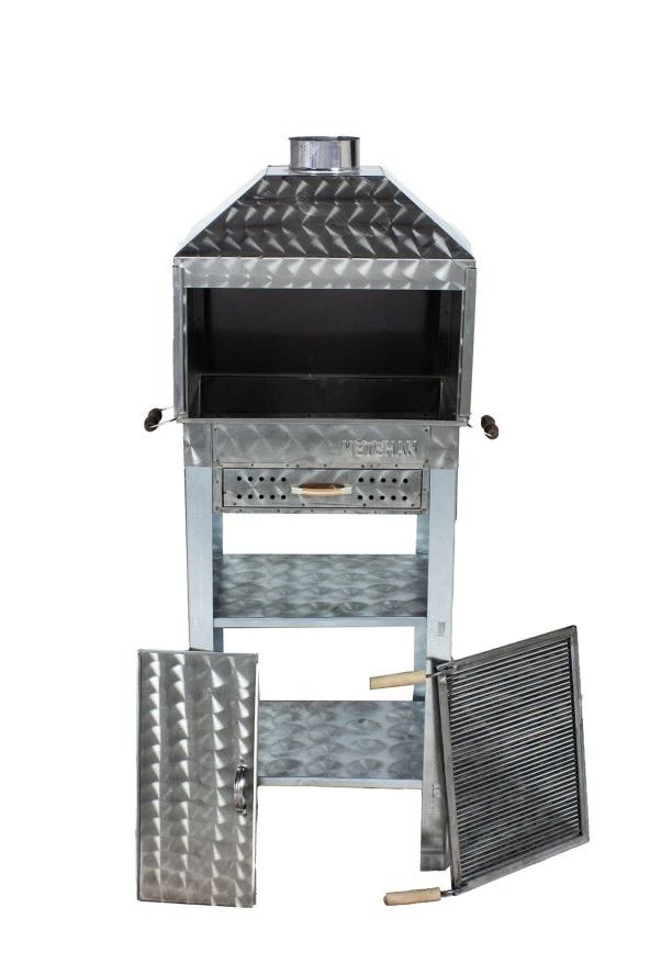 Mth-118 Davlumbazlı Bacalı Çekmeceli Maltız Izgaralı Mangal (2 Tekerlekli) - Resim 2