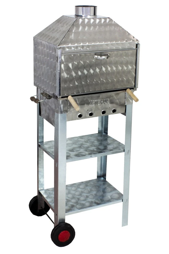 Mth-82 Davlumbazlı Bacalı Lama Izgaralı Mangal (2 Tekerlekli) - Resim 3