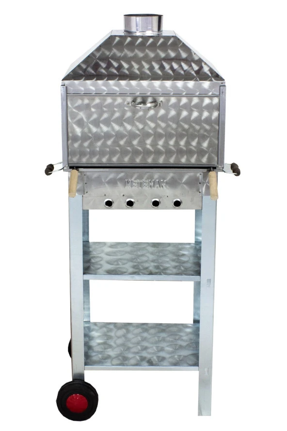 Mth-81 Davlumbazlı Bacalı Maltız Izgaralı Mangal (2 Tekerlekli)