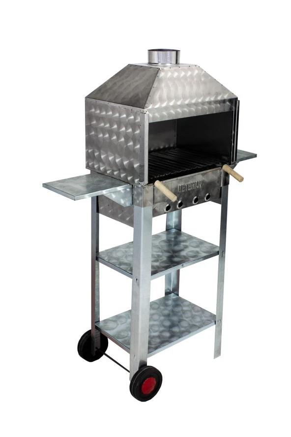 Mth-87 Davlumbazlı Bacalı Kanatlı Lama Izgaralı Mangal (2 Tekerlekli) - Resim 4