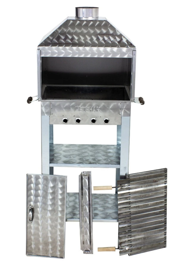 Mth-82 Davlumbazlı Bacalı Lama Izgaralı Mangal (2 Tekerlekli) - Resim 4