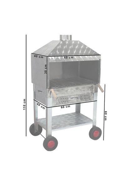 Mth-141 Davlumbazlı Çekmeceli Lama Izgaralı Mangal (4 Tekerlekli) ürün görseli