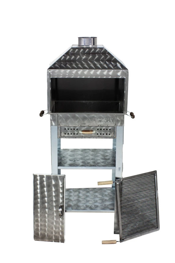 Mth-120 Davlumbazlı Bacalı Çekmeceli Maltız Izgaralı Mangal - Resim 2