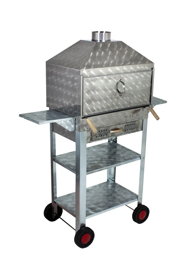 Mth-55 Davlumbazlı Bacalı Kanatlı Çekmeceli Lama Izgaralı Mangal (4 Tekerlekli) ürün görseli