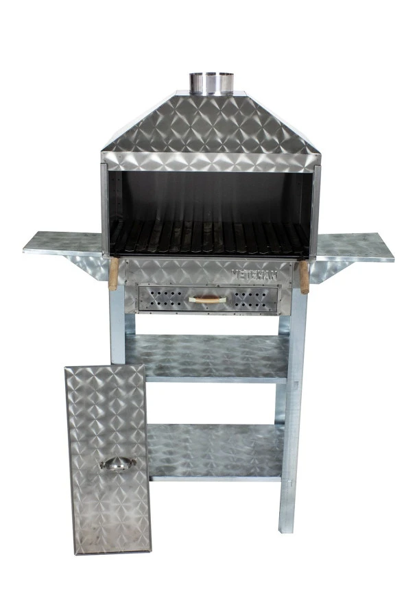 Mth-57 Davlumbazlı Bacalı Kanatlı Çekmeceli Lama Izgaralı Mangal (2 Tekerlekli) - Resim 2