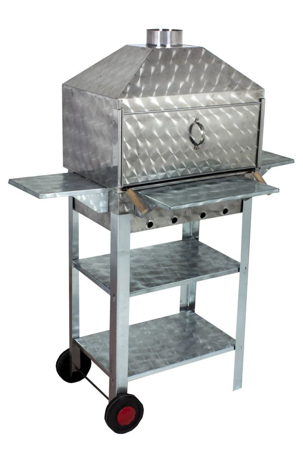 Mth-26 Lüx Davlumbazlı Kapaklı Bacalı Maltız Izgaralı Mangal (2 Tekerlekli) - Resim 2