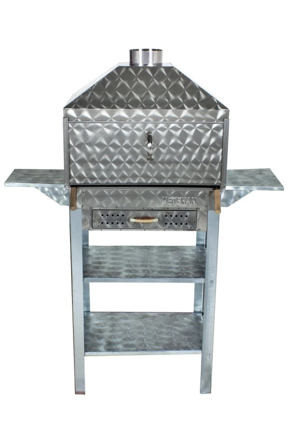 Mth-60 Davlumbazlı Bacalı Kanatlı Çekmeceli Maltız Izgaralı Mangal - Resim 3