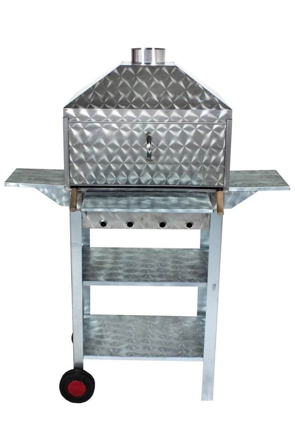 Mth-26 Lüx Davlumbazlı Kapaklı Bacalı Maltız Izgaralı Mangal (2 Tekerlekli) - Resim 3