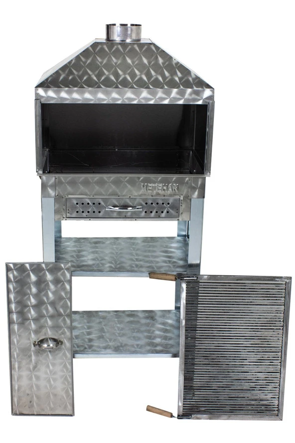 Mth-50 Davlumbazlı Bacalı Çekmeceli Maltız Izgaralı Mangal - Resim 3