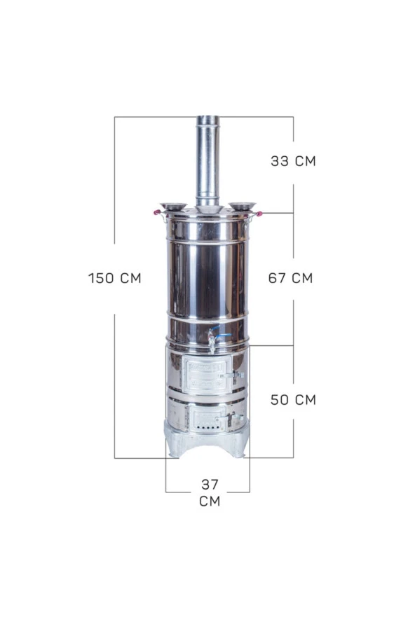 Battal Boy 60 Litre 3 Demlikli Semaver Mth-561 - 3