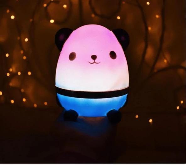 Nettenevime Panda Gece Lambası Mor Mavi Büyük Boy Dekoratif Hediye