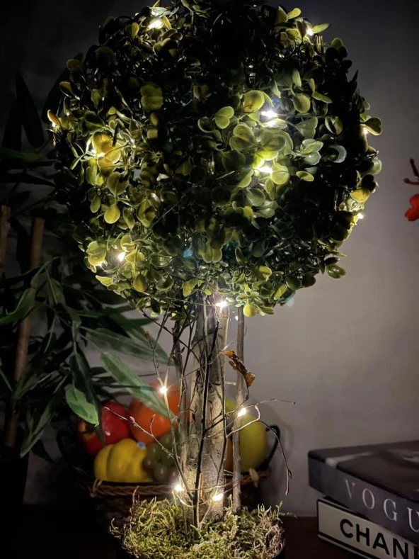 Nettenevime Led Işıklı Şimşir Top Yılbaşı Ağacı Tek Toplu 23cmx45cm Siyah Saksılı - 2