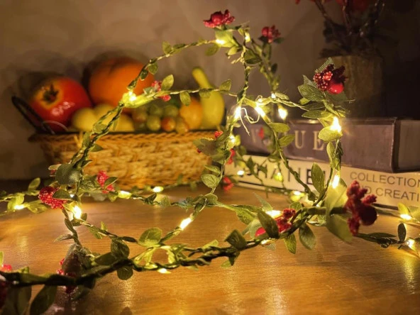 Nettenevime Led Kokina Sarmaşık Işıklı Yapay Sarmaşık Yılbaşı Çiçeği ve Peri Led 300cm - 2