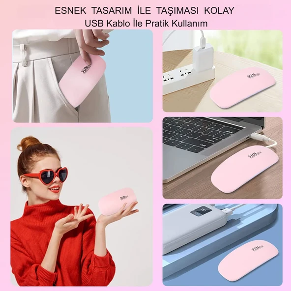 HyMark Mini Jel Tırnak Oje Kurutma Makinesi SUN Mini USB 6W UV LED Tırnak Kurutucu - Resim 5