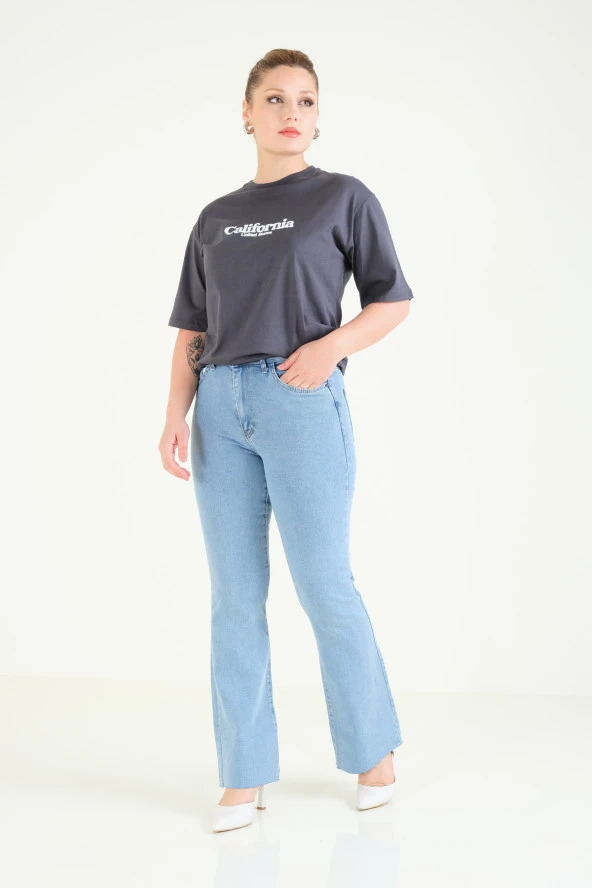 Kadın Baskılı Oversize T-Shirt Antrasit - 5