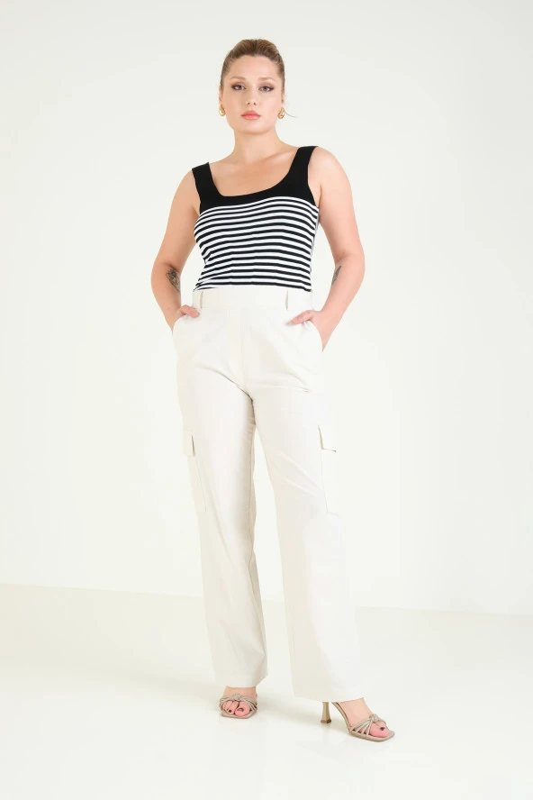 Kadın Paraşüt Pantolon Taş