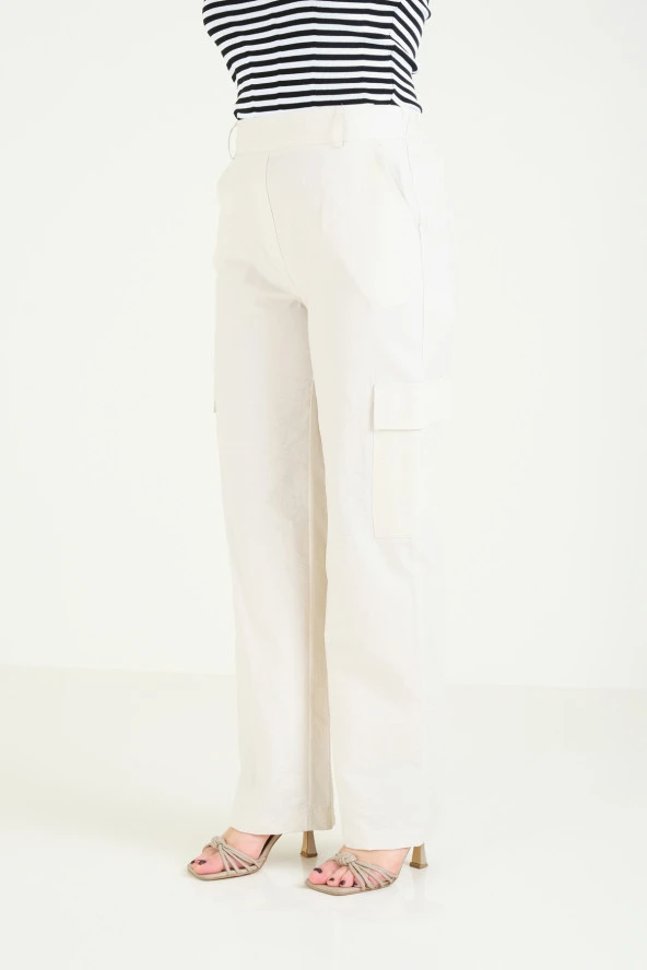 Kadın Paraşüt Pantolon Taş - 3