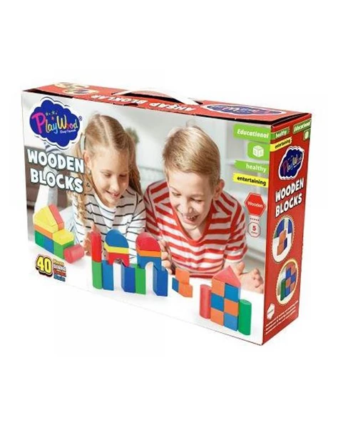 Playwood Ahşap Eğitici Renkli Bloklar 40 Parça Ony403 - 2