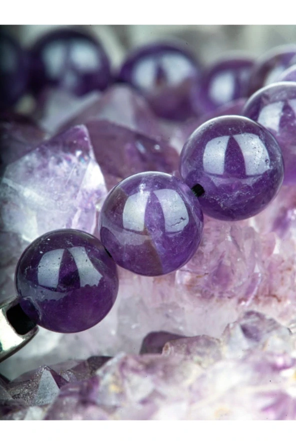 Ametist Doğal Taş Burç Sembollü Bileklik - 4