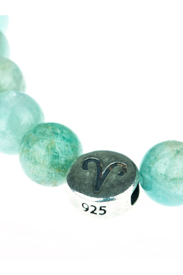 Amazonit Doğal Taş Burç Sembollü Bileklik - 2