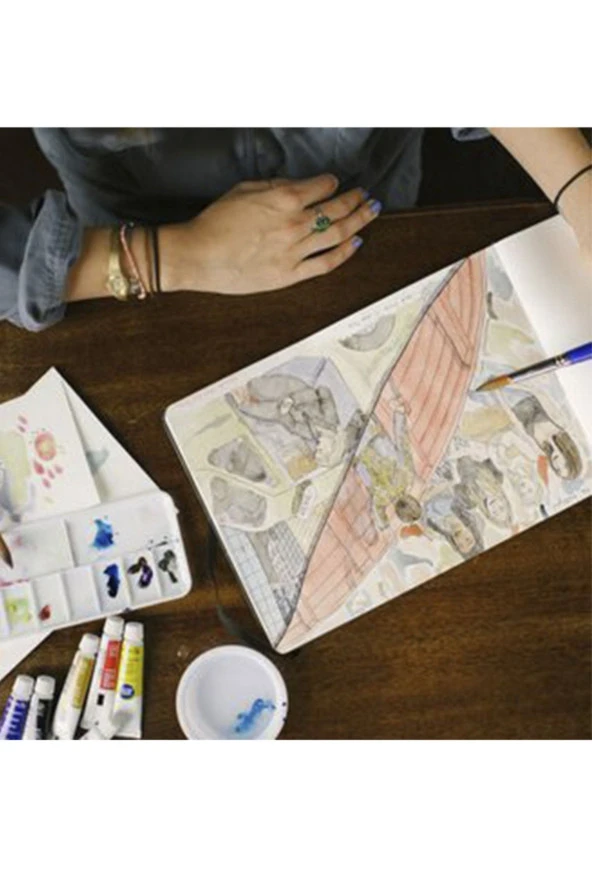 Suluboya Albümü 29,7x21cm, 200g/m2 %25 Pamuk Fiber Soğuk Baskı 60 Sayfa Defter - Resim 5