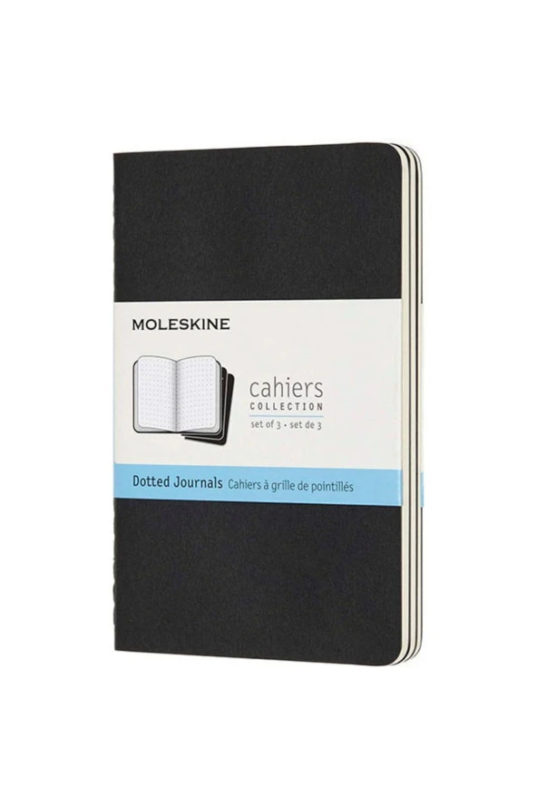 Cahier Pocket 3'lü Noktalı Not Defter, 9x14cm Siyah