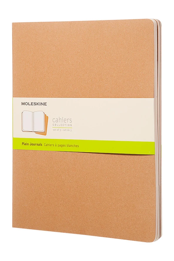 Cahier XXL 3'lü Çizgisiz Not Defter, 21,6x27,9cm Kraft