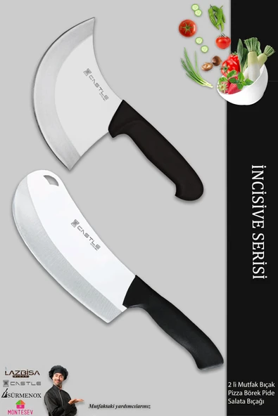 Lazbisa İncisive Serisi Mutfak Bıçak Seti Pizza Börek Pide Bıçağı Salata Bıçağı 2 Li Set ( Mft-5679 )