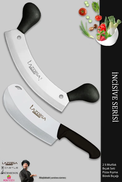Lazbisa İncisive Serisi Mutfak Bıçak Börek Bıçağı Pizza Pide Bıçağı Kıyma Bıçağı 2 Li Set ( Mft-758) ürün görseli 1