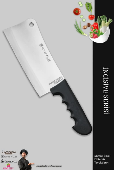 Lazbisa İncisive Serisi Mutfak Bıçak Et Kemik Tavuk Kıyma Satırı Set ( Mft-245 )