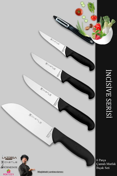 Lazbisa Incisive Serisi 6 Parça Mutfak Bıçak Seti Ekmek Sebze Meyve Bıçak (çantalı Incisive Serisi) - 2