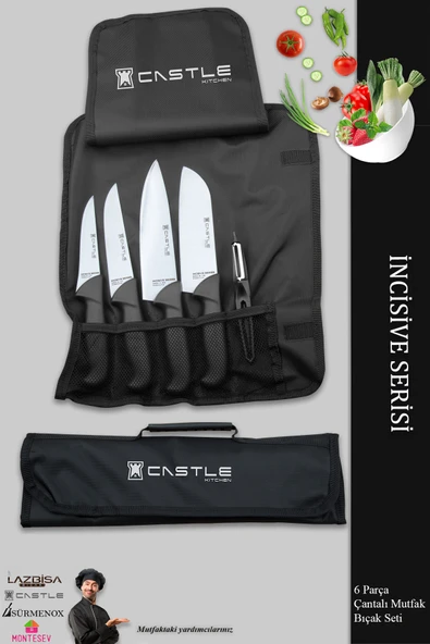 Lazbisa Incisive Serisi 6 Parça Mutfak Bıçak Seti Ekmek Sebze Meyve Bıçak (çantalı Incisive Serisi) ürün görseli 1