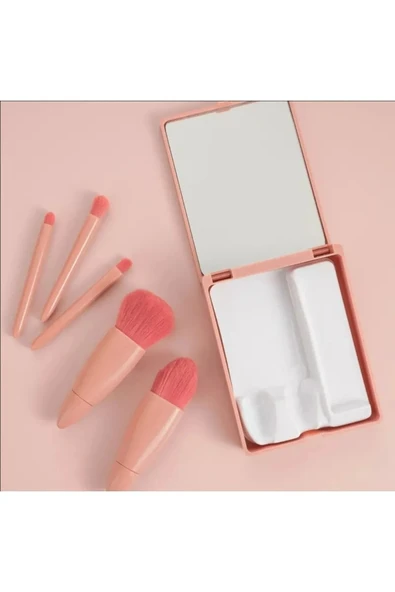 Royal parisTaşınabilir 5 li Aynalı Makyaj Fırça Seti Profesyonel Allık-fondöten