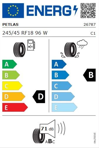 Petlas Velox Sport PT741 245/45 R18 96W P-RFT Yaz Lastiği - 2025 - Resim 2